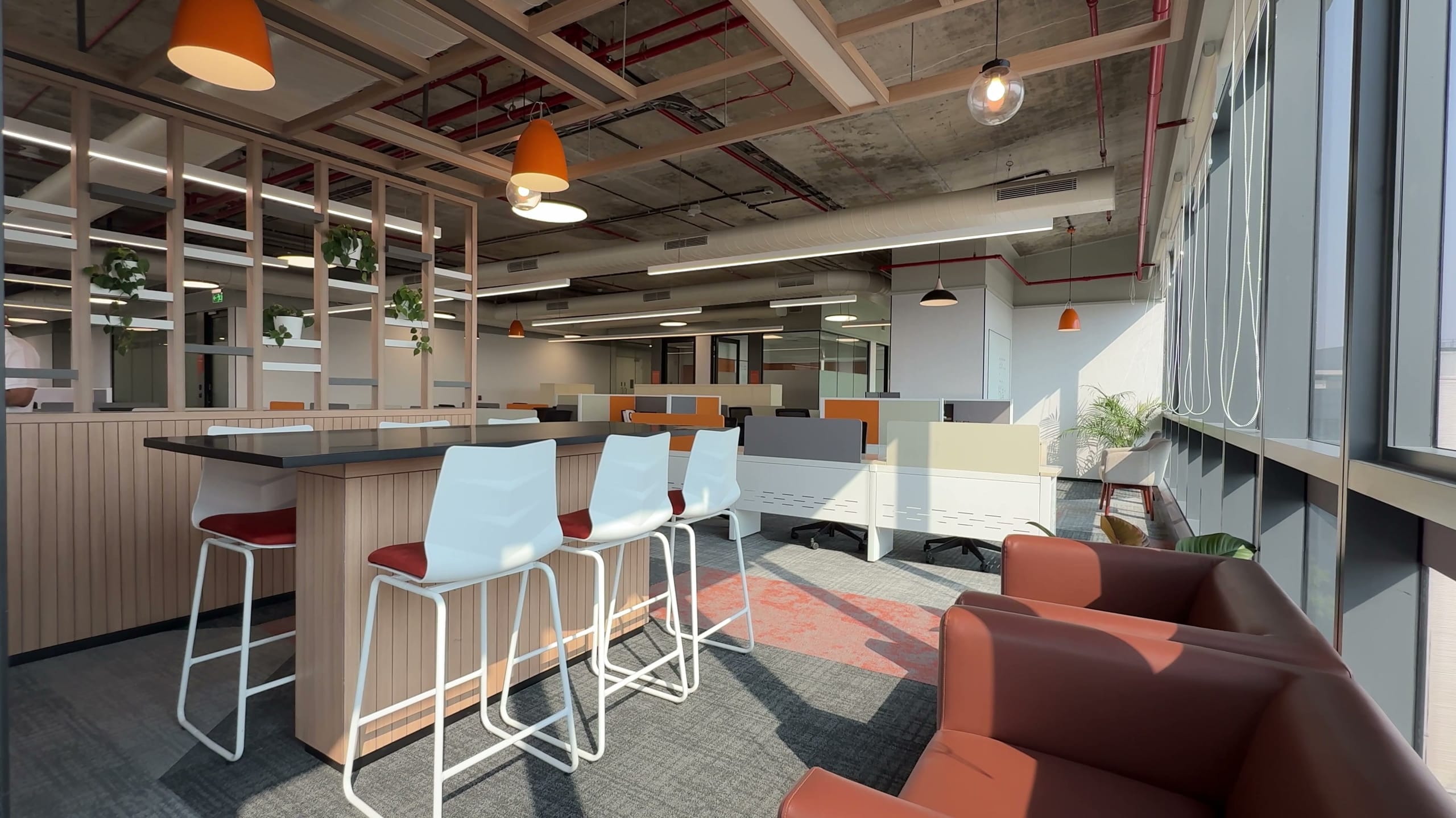 Breakout breakfast counter, rear view, HPE office