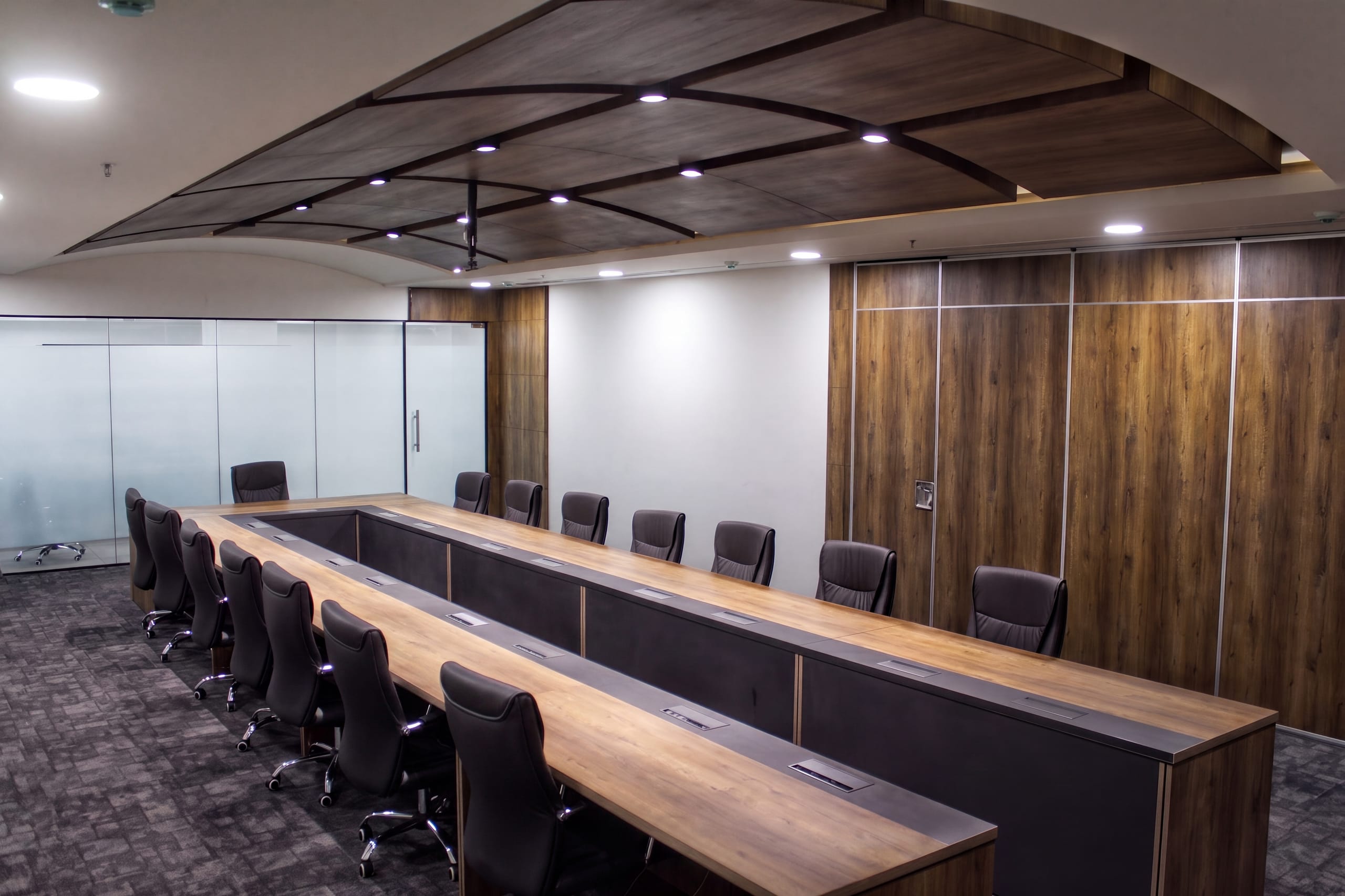 Boardroom with conference table at Temenos office