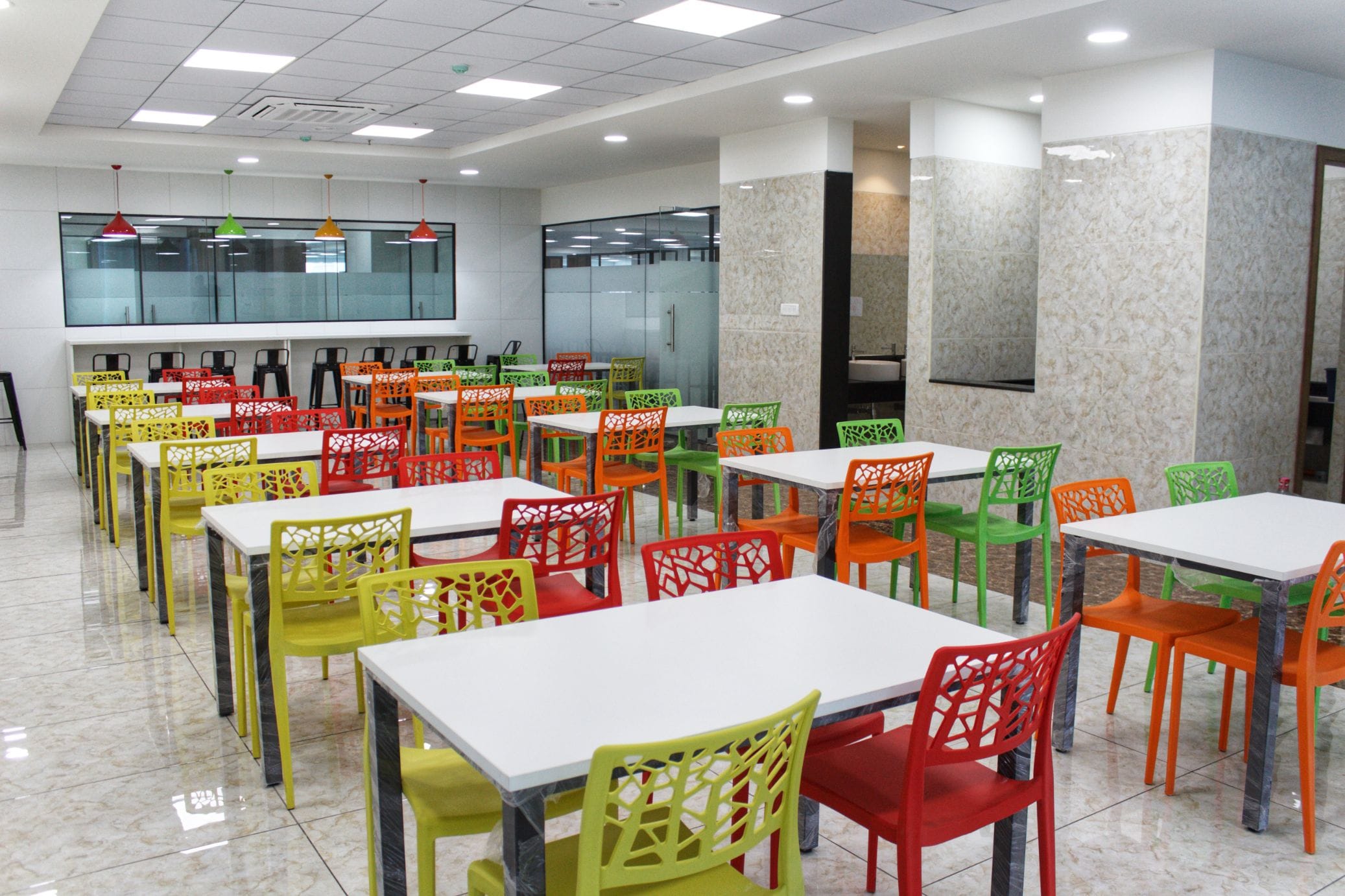 Cafeteria dining chair at Temenos office