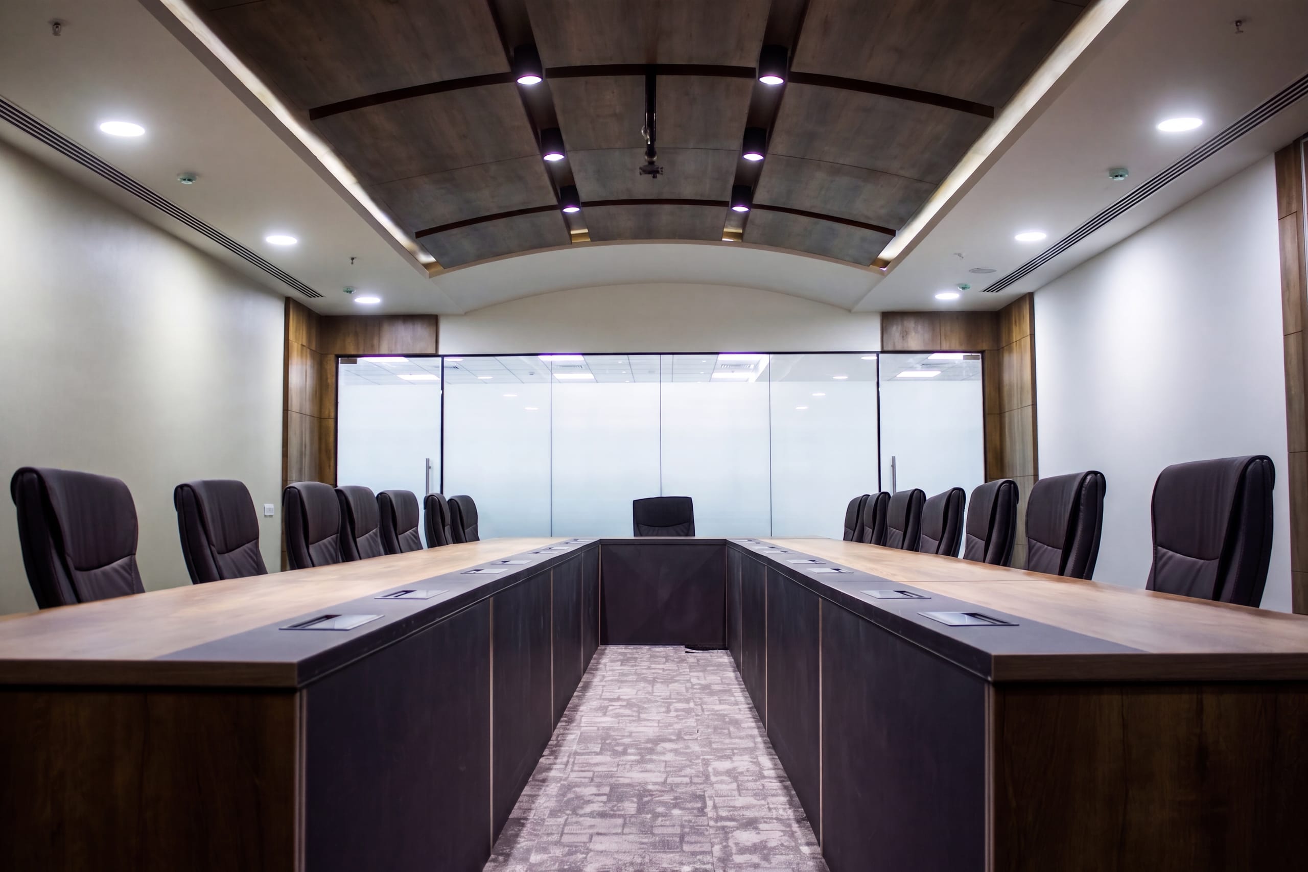 Meeting room, long view, at Temenos office