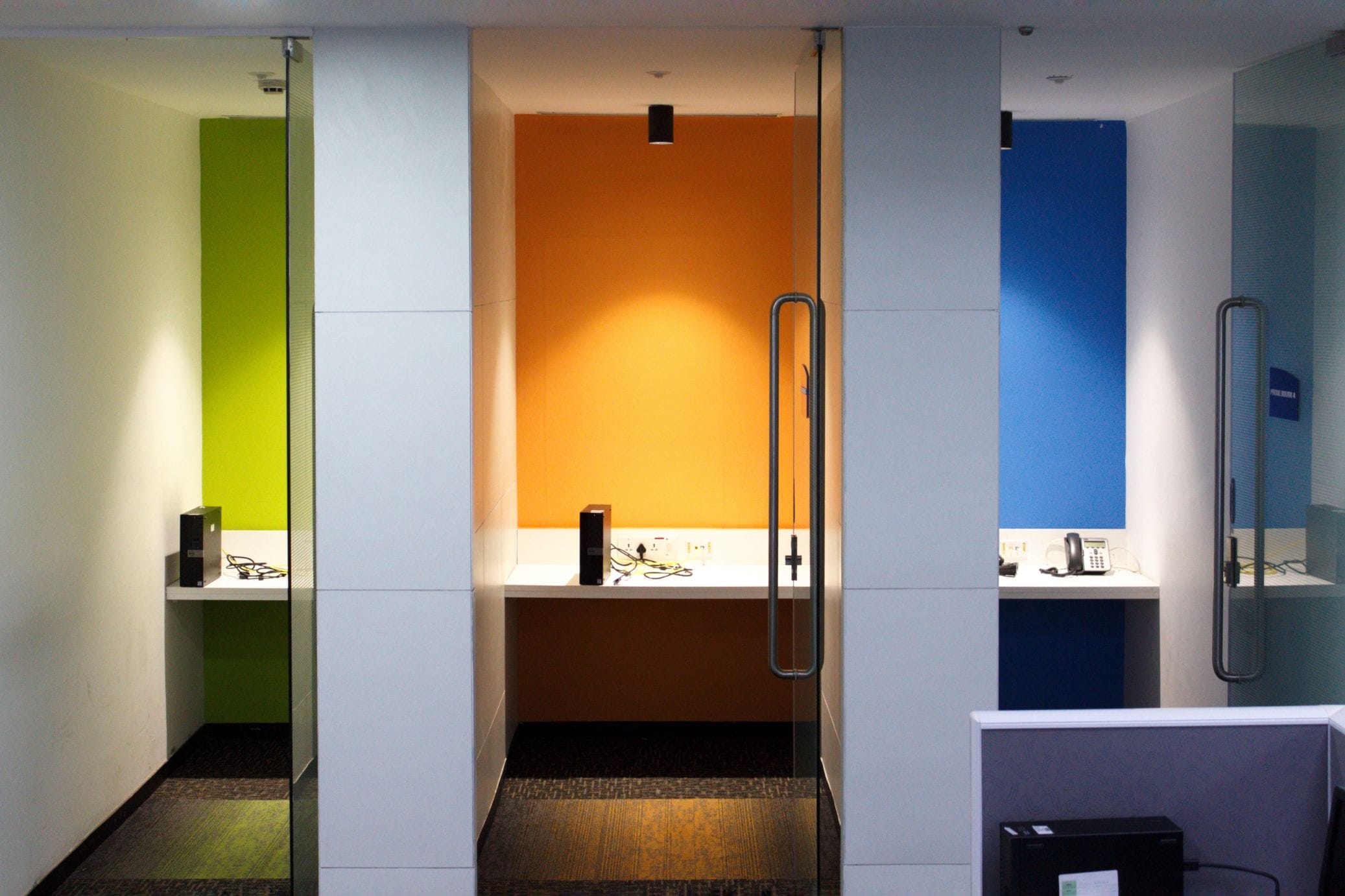 Phone booth for focused calls at Temenos office