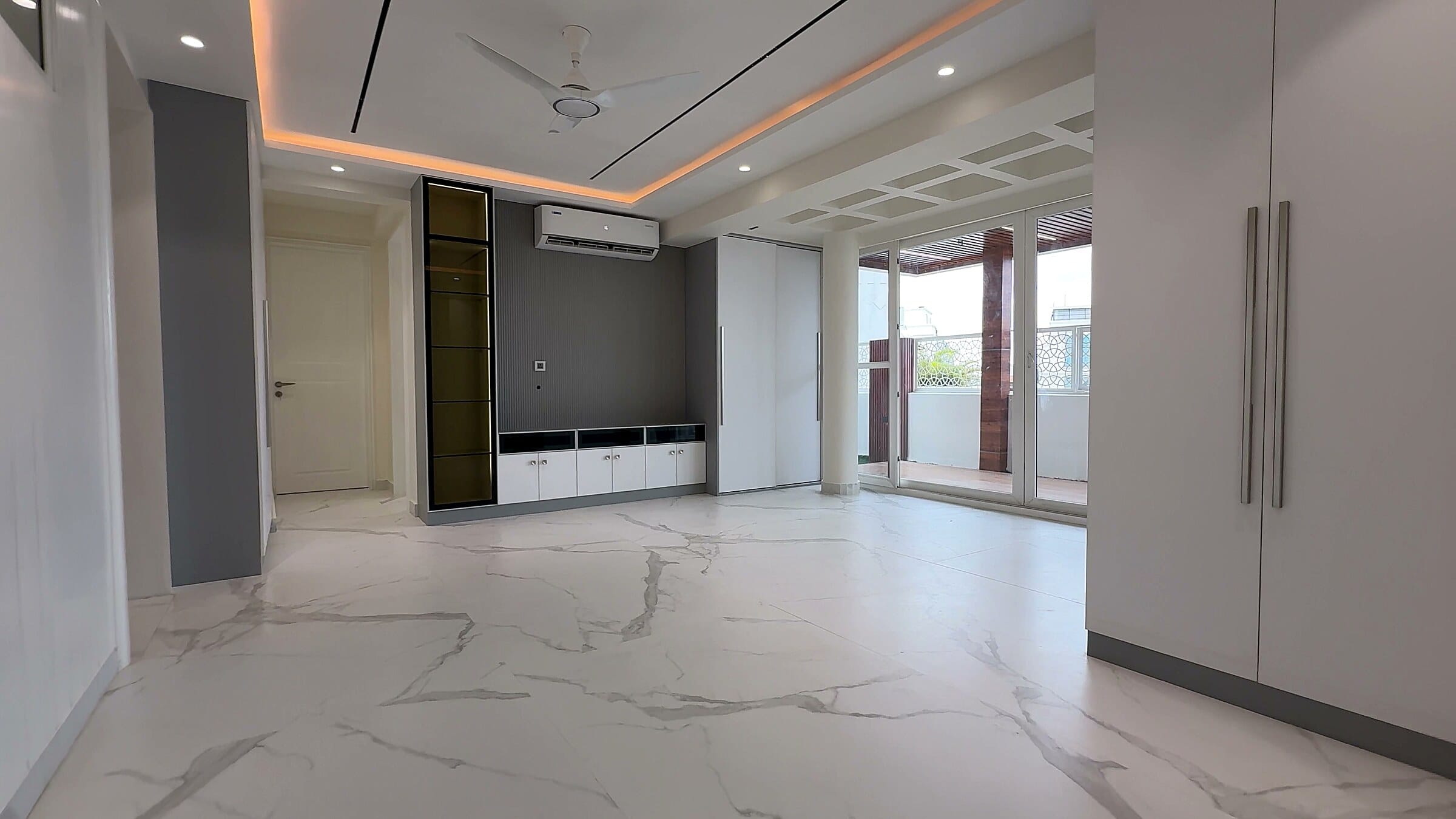 Upper-floor living room at the Diamond District penthouse