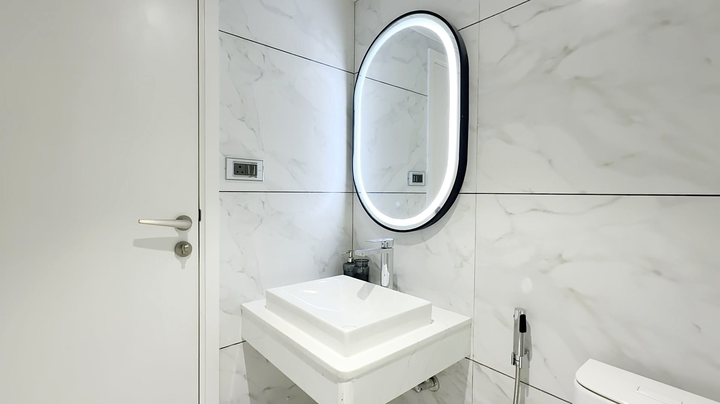 Second bedroom bathroom vanity at the Golden Enclave flat
