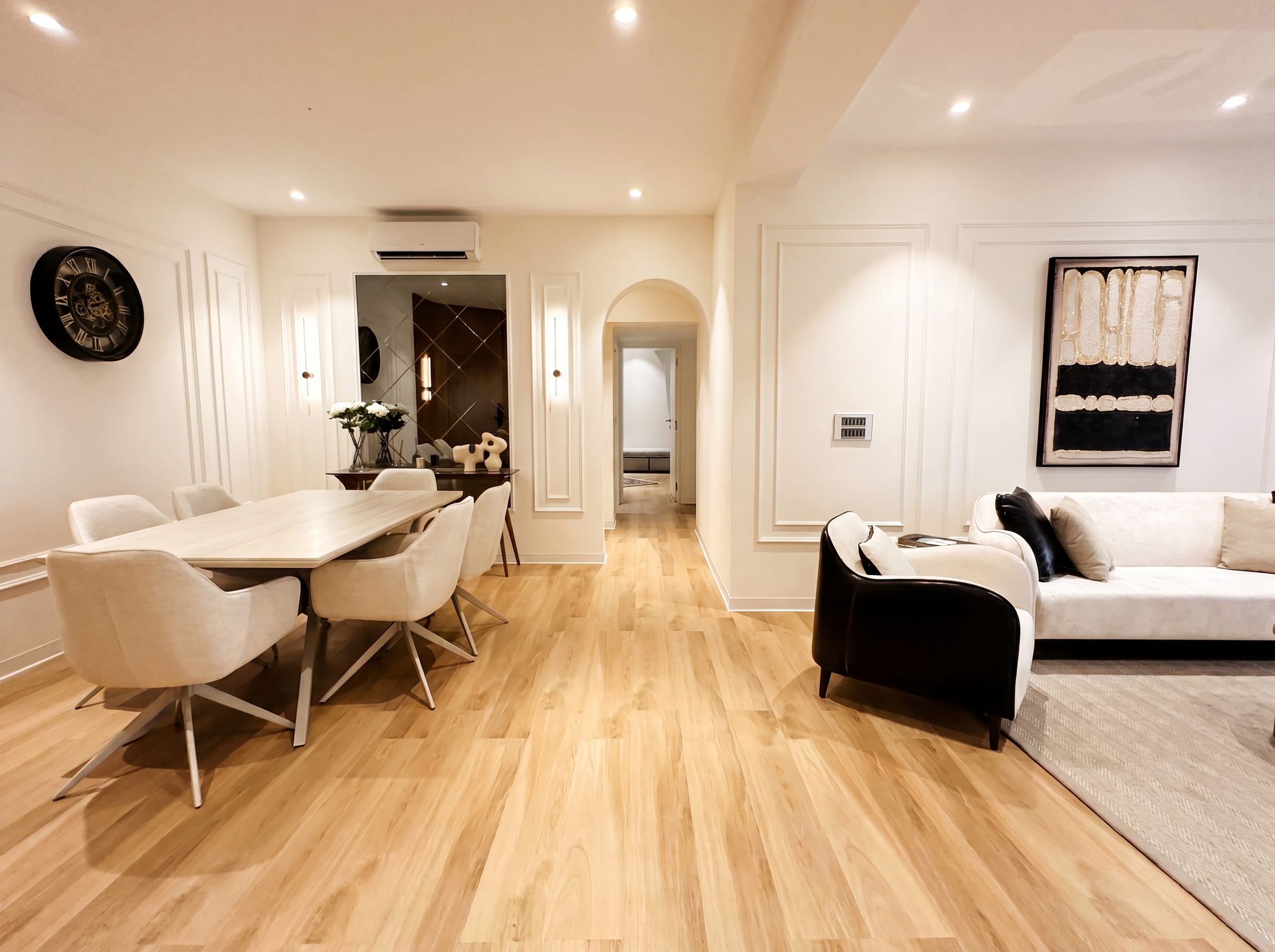 Passage from the living and dining area to the bedrooms, Golden Enclave flat