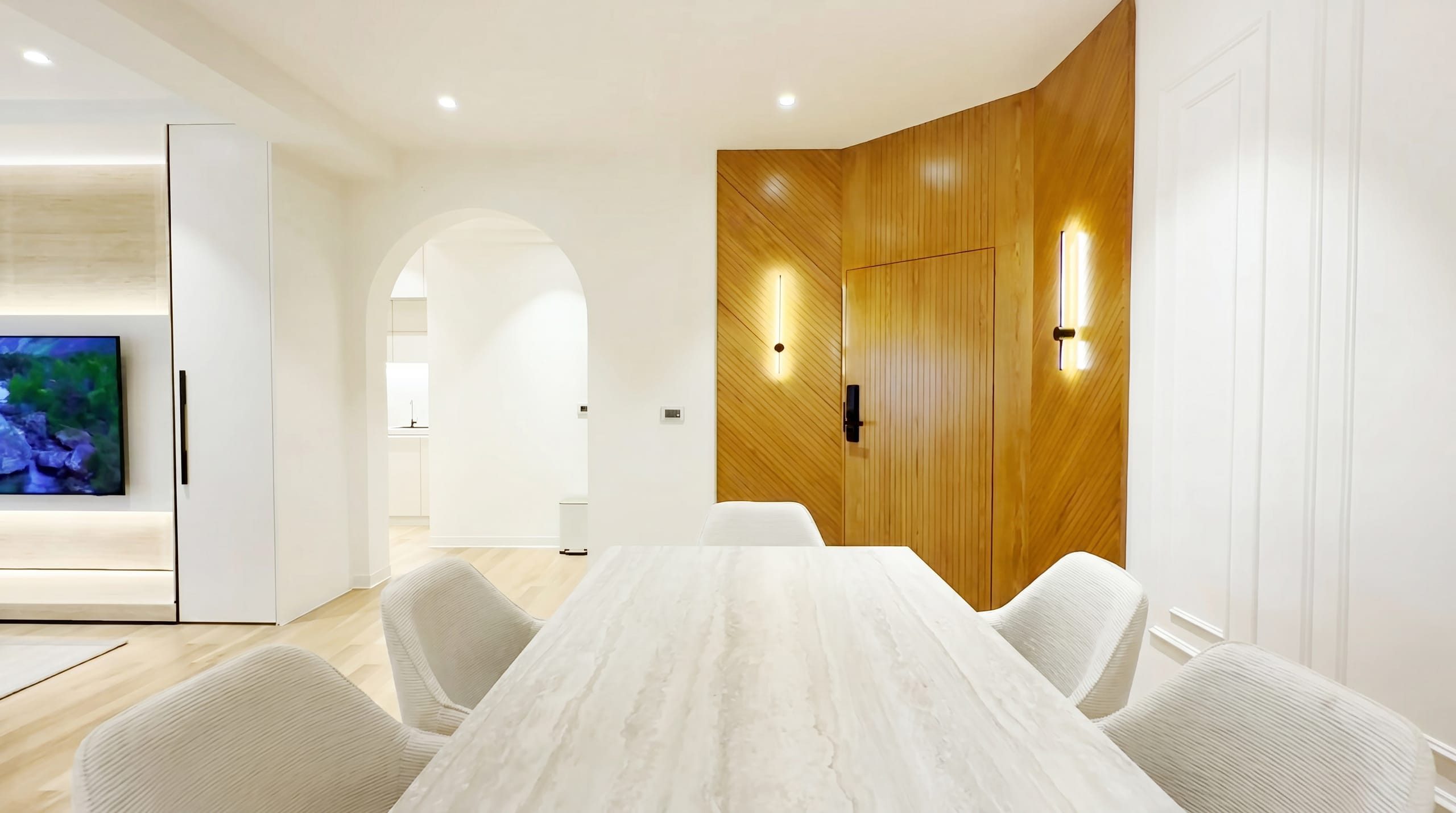 View from the main door toward the dining table, Golden Enclave flat