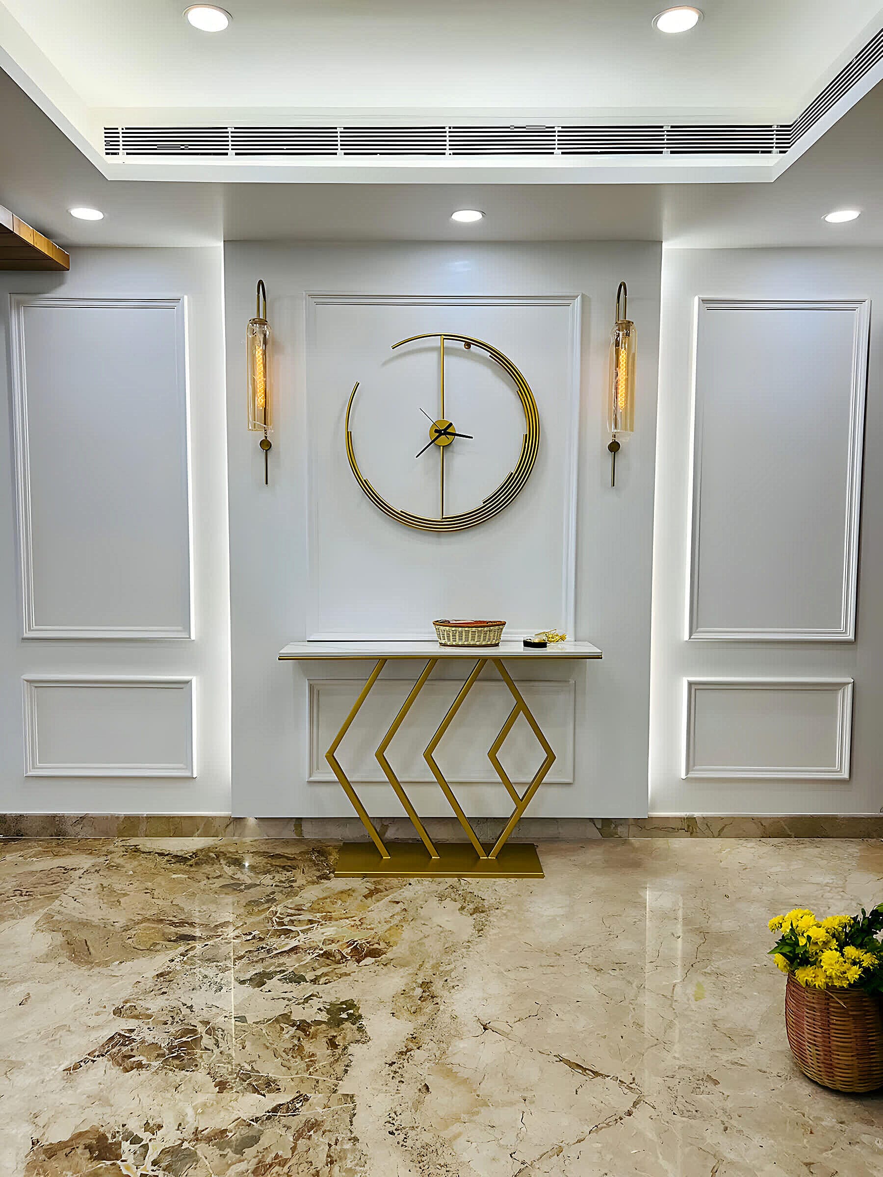 British-style feature wall with clock at the SMR residence