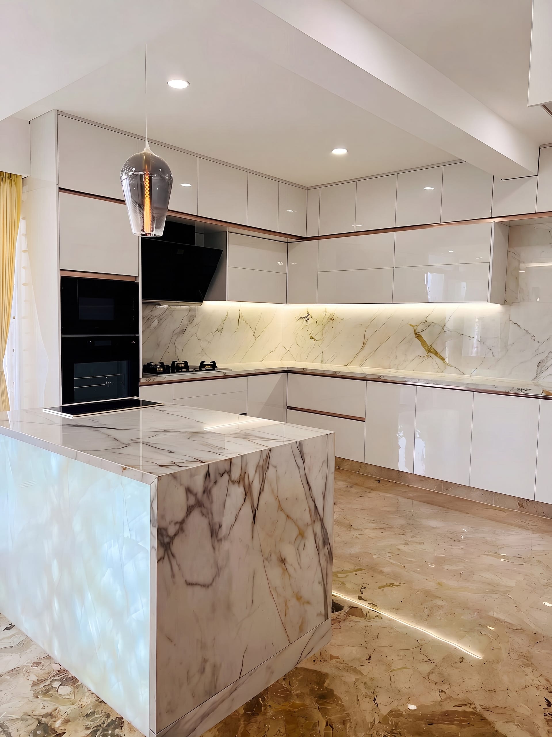 Kitchen dining table, wide view, at the SMR residence