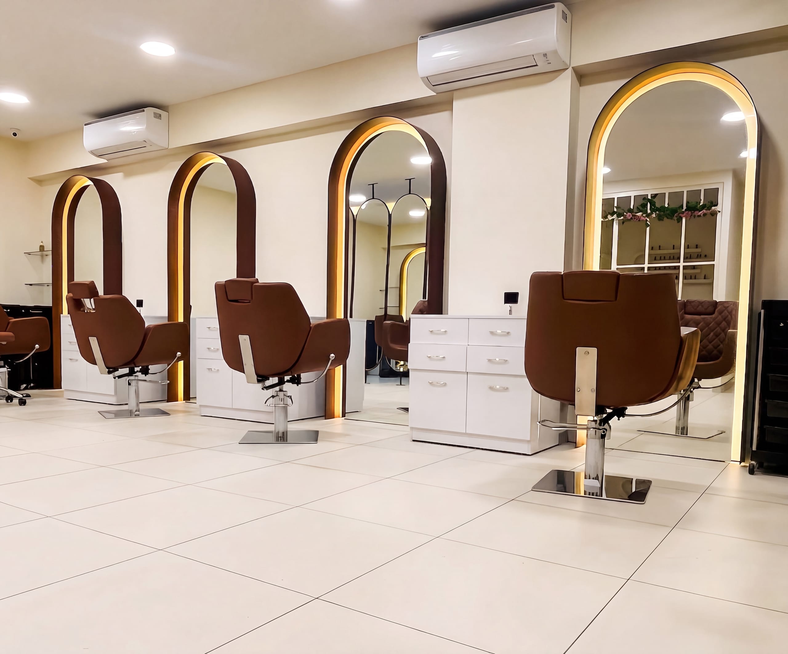 Waiting area seating at Amona salon