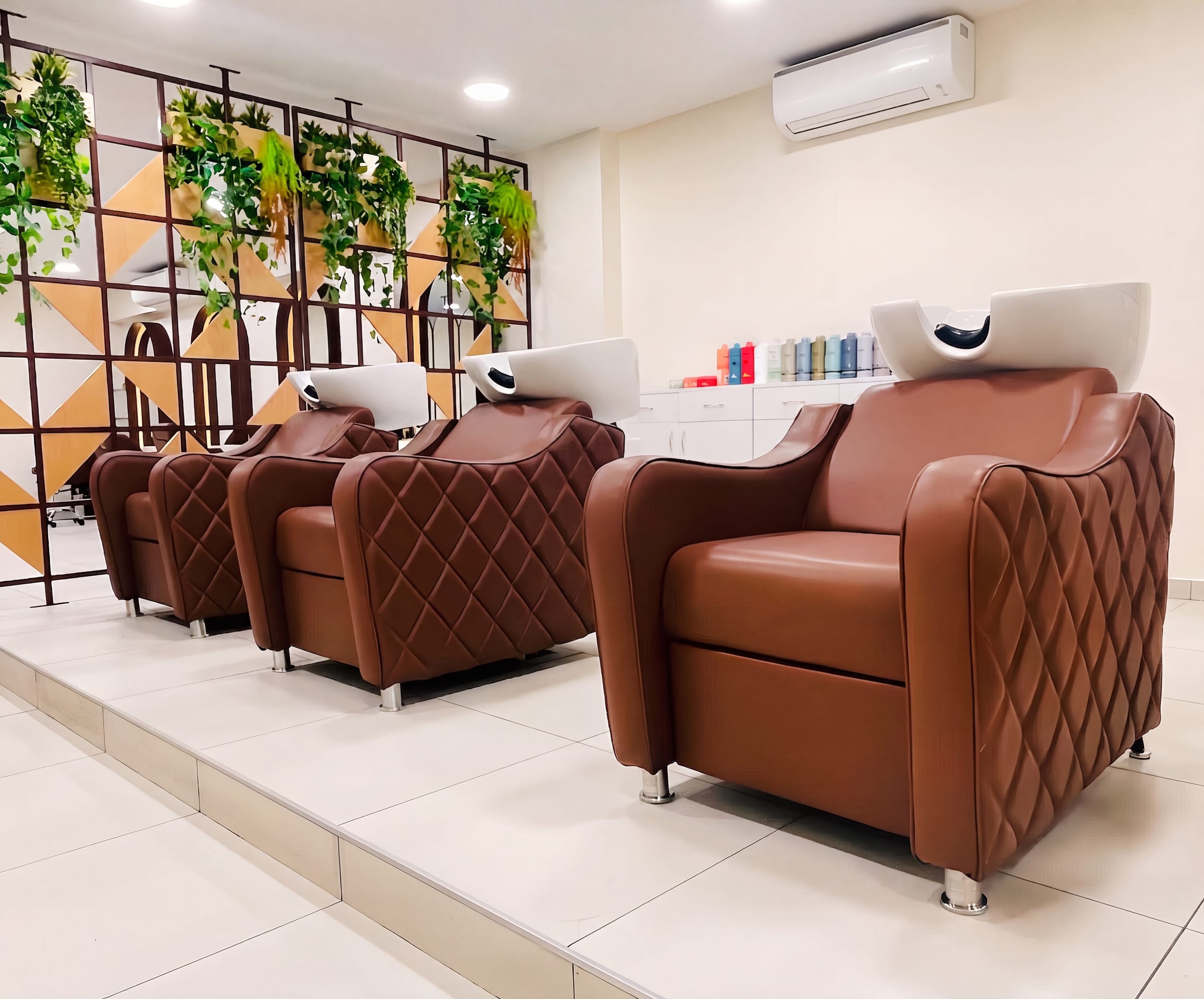 Waiting area seating, third angle, at Amona salon